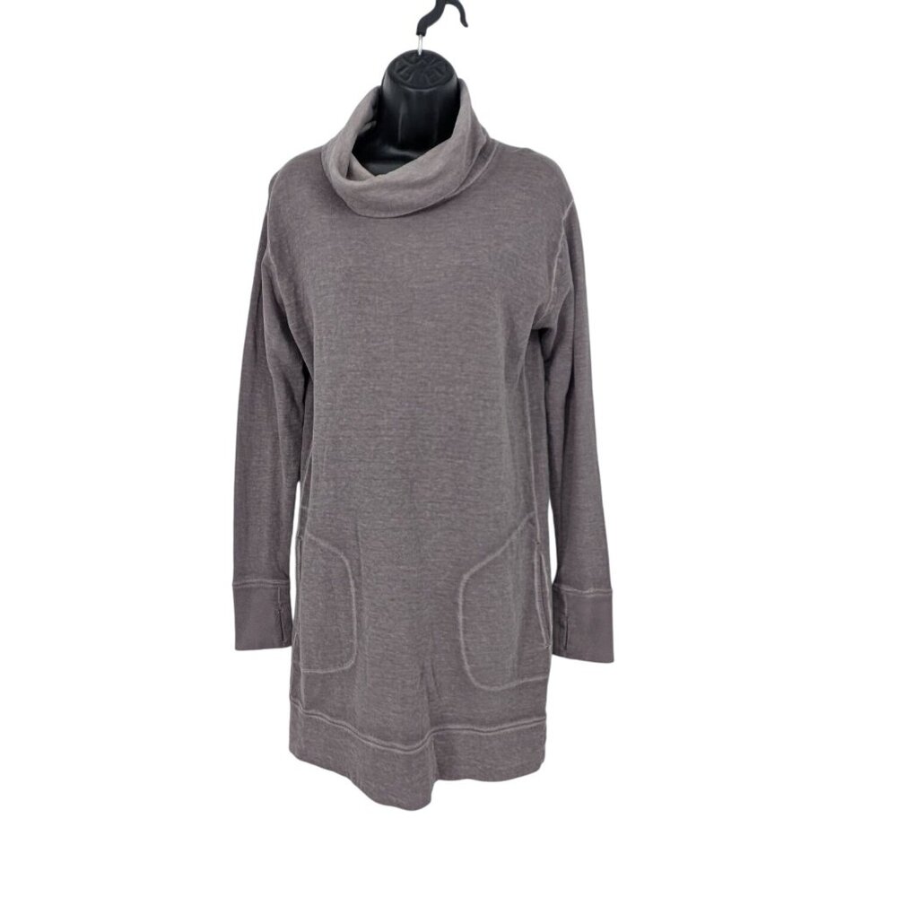 Athleta Cowl Neck Tunic Sweatshirt Cozy Minimalist Athleisure Neutral Size Small